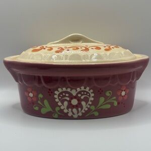 Frence vintage  Ceramic Casserole Dish with Lid a lot of crazing